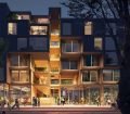 Amsterdam (Pays-Bas) : Ces modules préfabriqués de logements en bois ont été conçus selon des principes circulaires, avec un bilan énergétique positif. Ce projet, baptisé Juf Nienke, est l'un des immeubles d'habitation les plus durables des Pays-Bas. Réalisation : SeARCH, RAU et DS © 3D Studio Prins